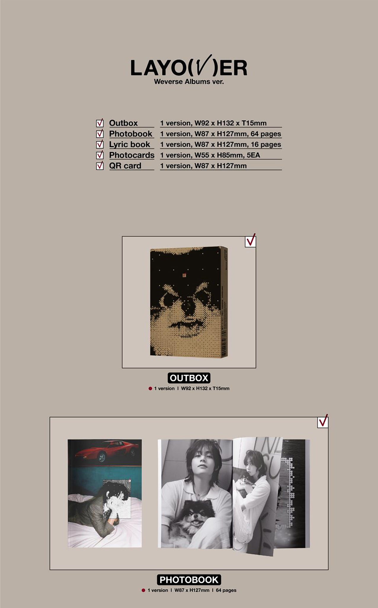 QR CARD付【早期購入特典あり】 BTS V Layover (Weverse Albums ver.)( 韓国盤  )(韓メディアSHOP限定特典付)※CDではありません